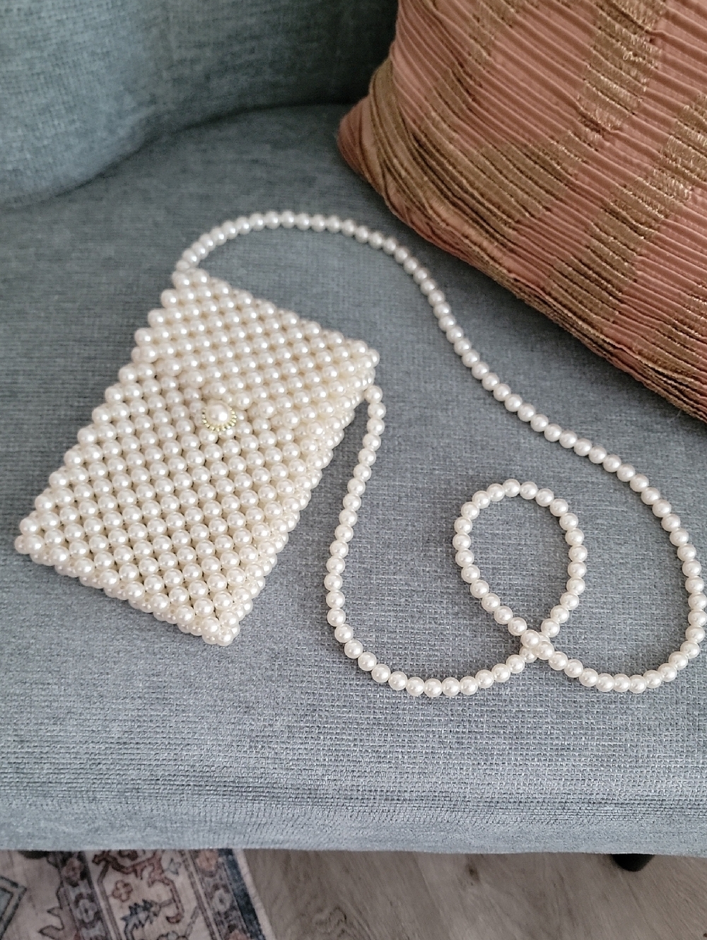 Pearl Beaded Crossbody Bag in Ivory - Elegant Women’s Accessory